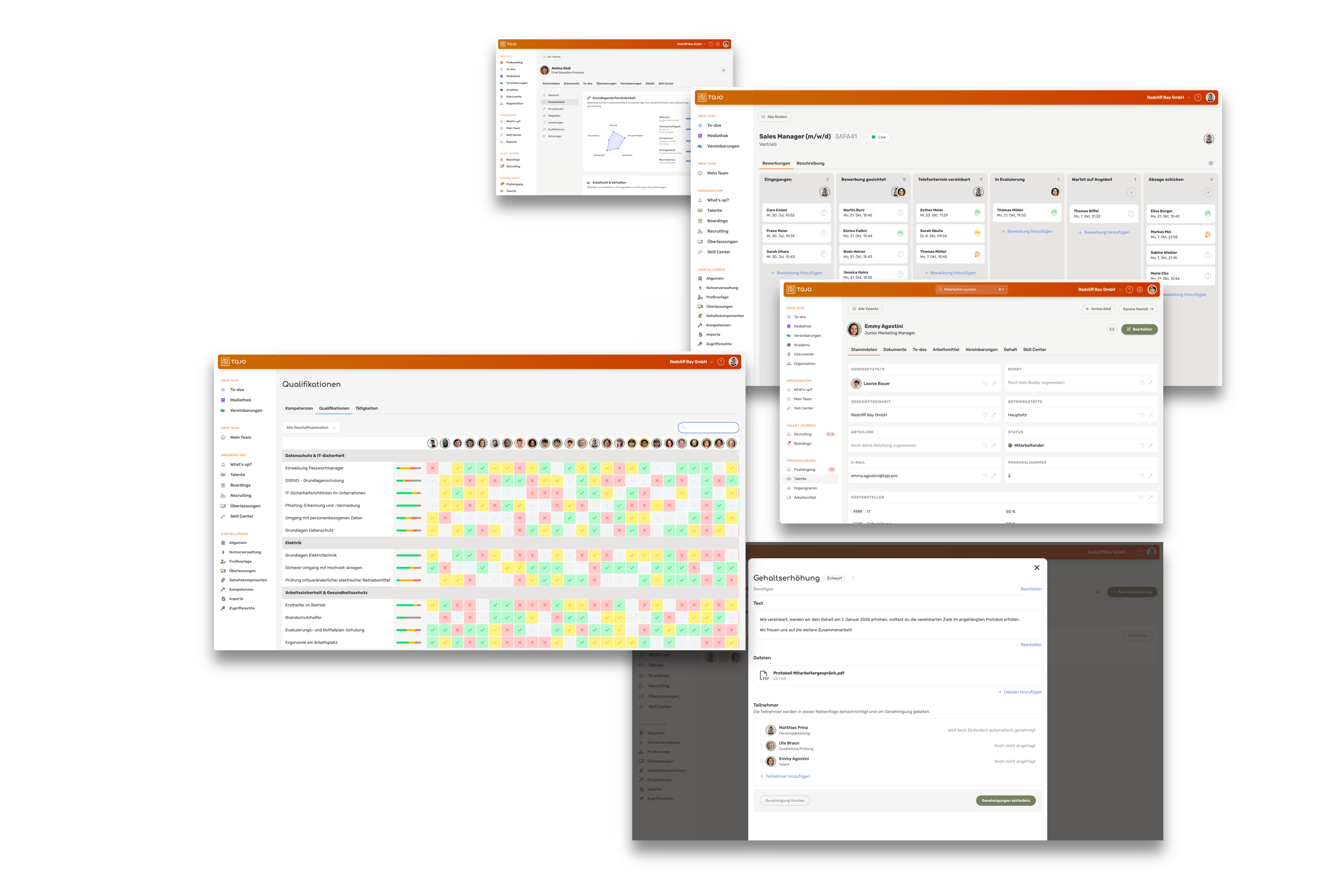 Mehrere Ansichten der Tajo Personalsoftware